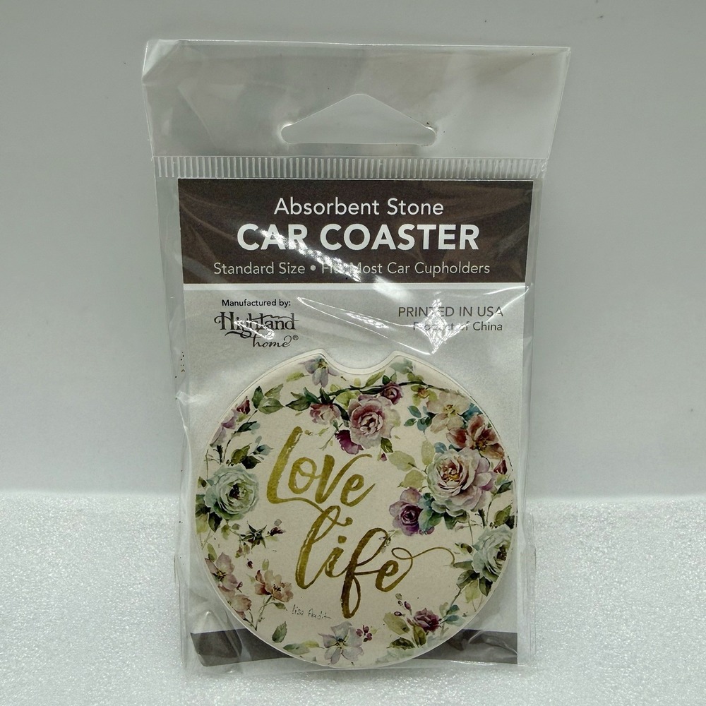 Highland Home Absorbent Stone Car Coaster Love Life
